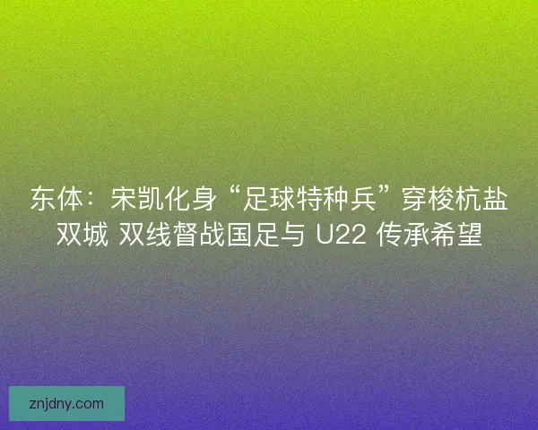 东体：宋凯化身 “足球特种兵” 穿梭杭盐双城 双线督战国足与 U22 传承希望
