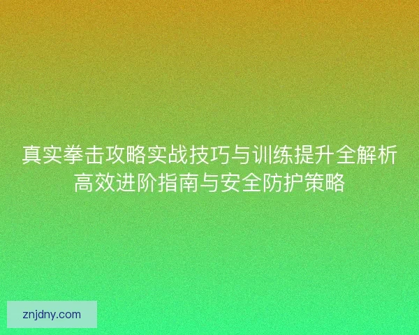 真实拳击攻略实战技巧与训练提升全解析高效进阶指南与安全防护策略