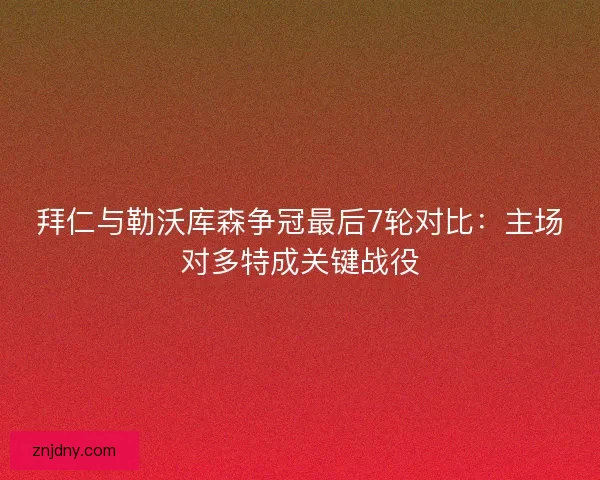 拜仁与勒沃库森争冠最后7轮对比：主场对多特成关键战役